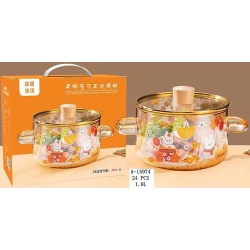 CRATITA CU CAPAC 1.8 LITRI, STICLA+FIER+LEMN A15974