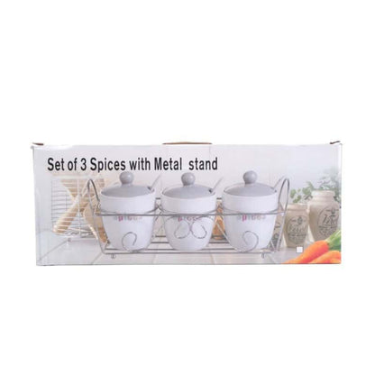 SET CONDIMENTE 3 PS+SUPORT, CERAMICA+FIER A11624